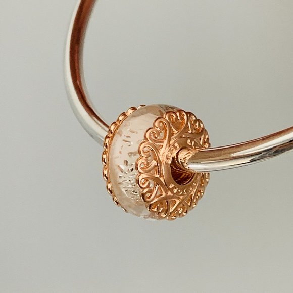 BRAND NEW AUTHENTIC Pandora Rose Gold Iridescent Murano Glass Charm 787576 - Picture 4 of 7
